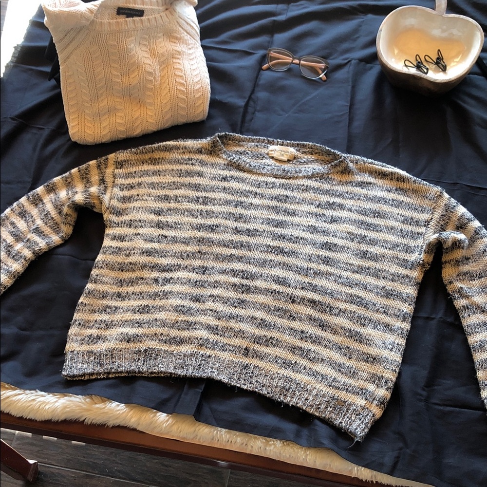 Denim & Supply Ralph Lauren Black and Cream Striped Sweater